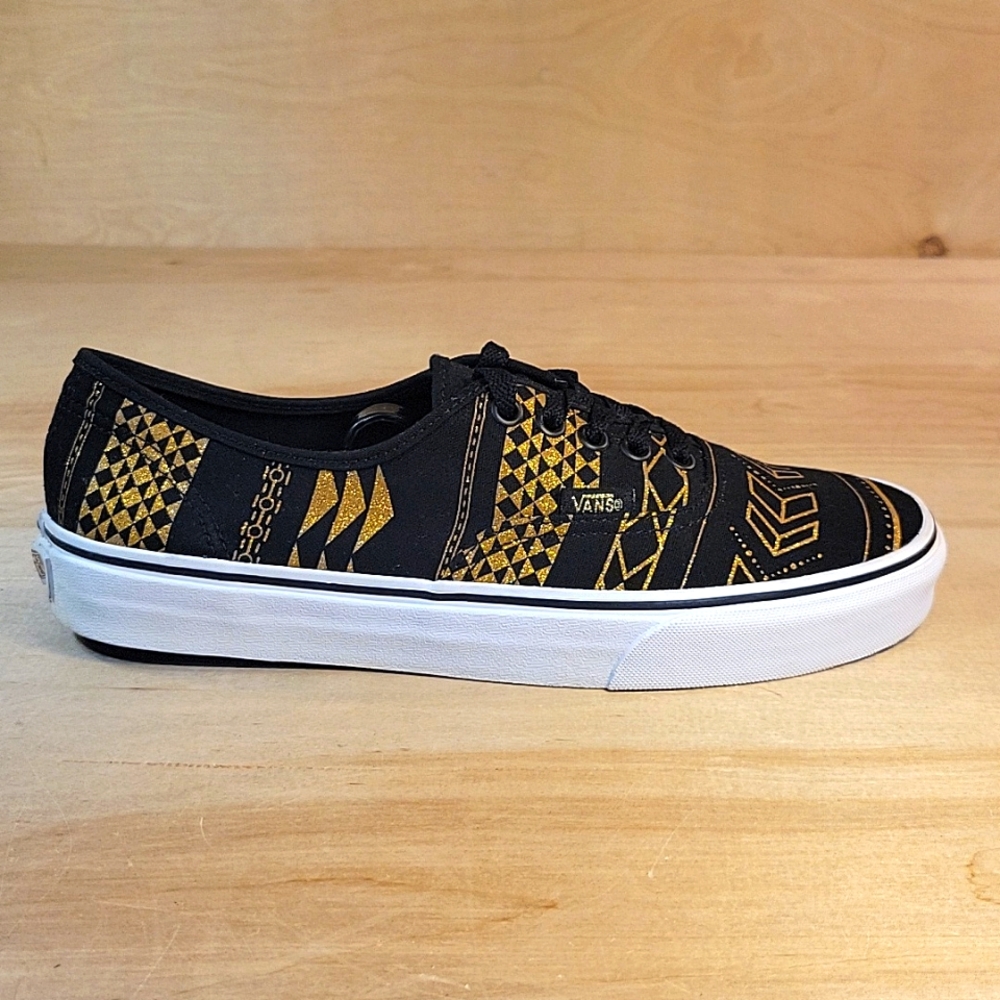 Vans Authentic Aztec Gold Shiny Metallic Skateboarding Shoes